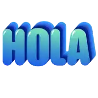 the word hola is written in blue letters