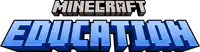 a logo for minecraft education that is blue and black