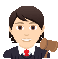 an illustration of a man in a suit and tie holding a gavel