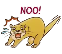 a cartoon otter with a surprised look on its face and the word noo above it