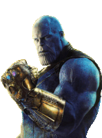 thanos from the movie avengers infinity war holds a infinity gauntlet