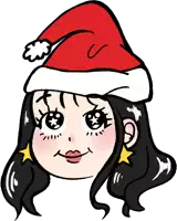 a drawing of a girl wearing a santa hat with a star on her ear