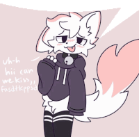 a drawing of a furry character says uh-h hii can we kiss fasdtkppsd