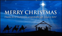 a merry christmas message with a nativity scene