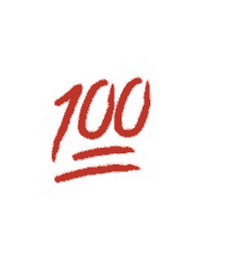 a red emoji that says 100 on a white background