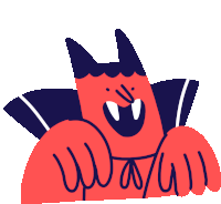 a cartoon drawing of a vampire with fangs and a cape