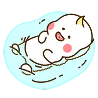 a cartoon drawing of a pig laying on its back in a pool of water