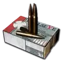 a box of bullets with a bullet sticking out of it