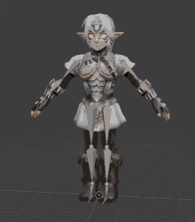 a 3d model of a knight with a sword on his chest