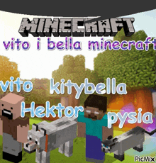 a poster for minecraft vito i bella minecraft with minecraft characters