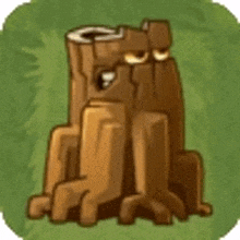 a cartoon illustration of a tree stump with eyes and a hole in the middle .