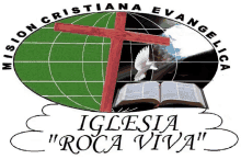 a logo for iglesia roca viva with a cross and a dove