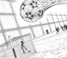 a black and white drawing of a soccer player kicking a soccer ball