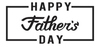 a black and white logo for father 's day with the words `` happy father 's day '' .