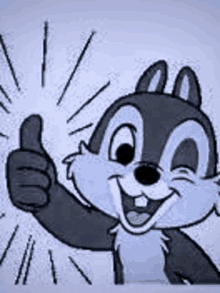 a cartoon chipmunk is giving a thumbs up .