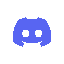 a blue discord icon with two white circles on it on a white background .