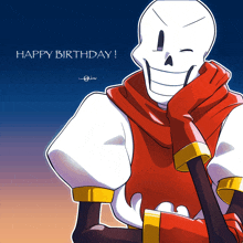 a drawing of a skeleton with the words happy birthday on the bottom