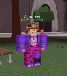 a cartoon character with the name andrew on top