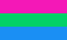 a pink , green , and blue flag on a white background