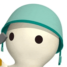 a cartoon character is wearing a helmet and holding a pencil