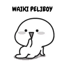 a black and white drawing of a cartoon character with the words waiki peliboy written above it .