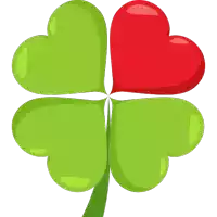 a four leaf clover with a red heart in the center