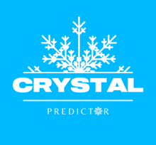 a blue background with white snowflakes and the word crystal