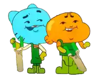 gumball and darwin from the amazing world of gumball holding scissors