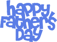 a blue happy father 's day sign with a white background