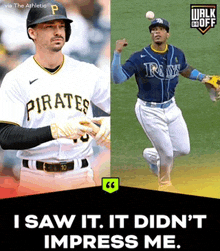 two baseball players from the pirates and rays are shown