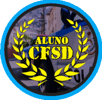 a logo that says aluno cfsd with a blue car in the background