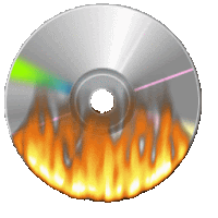 a burning cd with a green light coming out of the center