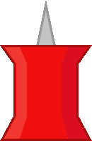 a red pin with a silver tip on top of it