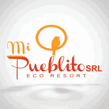 a logo for mi pueblito eco resort with a bird in the center