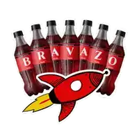 a row of coca cola bottles with the word bravazo on the front