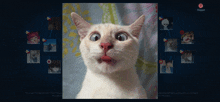 a picture of a white cat with a red nose is displayed on a screen that says report