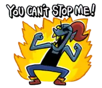 a cartoon of a monster with the words " you can 't stop me " above it