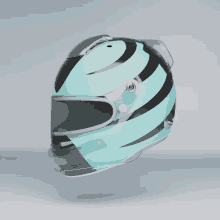 a blue and black helmet with a clear lens