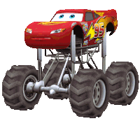 a red monster truck with the number 95 on the front