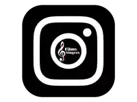 a black instagram icon for filmy singers with a treble clef in the center