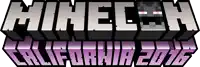 a logo for minecraft california 2016 with a minecraft character on it