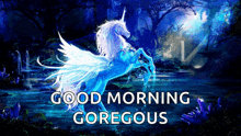 a picture of a unicorn with the words good morning gorgeous