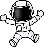 a cartoon of an astronaut with his arms outstretched