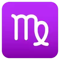 a purple icon with a white virgo symbol on it