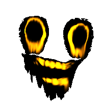 a drawing of a scary face with glowing yellow eyes