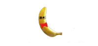 a yellow banana with a red bow tie on it