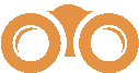 a pixel art drawing of two orange circles on a white background