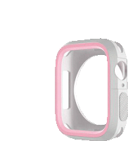 a white case with a pink border on a white background