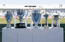 a row of trophies with one that says fifa