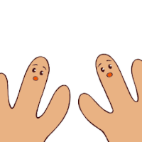 a cartoon drawing of two hands with faces on their fingers